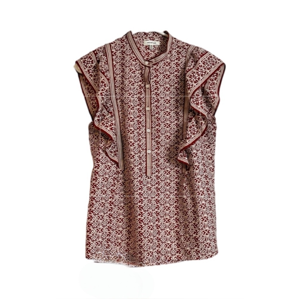 Max Studio Flutter Sleeve Patterned Boho Blouse NWT Size S - Picture 1 of 6